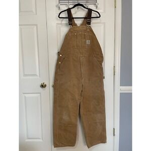 Carhartt Brown Duck Bib Overalls Men's Workwear Adjustable Straps USA Made Farm